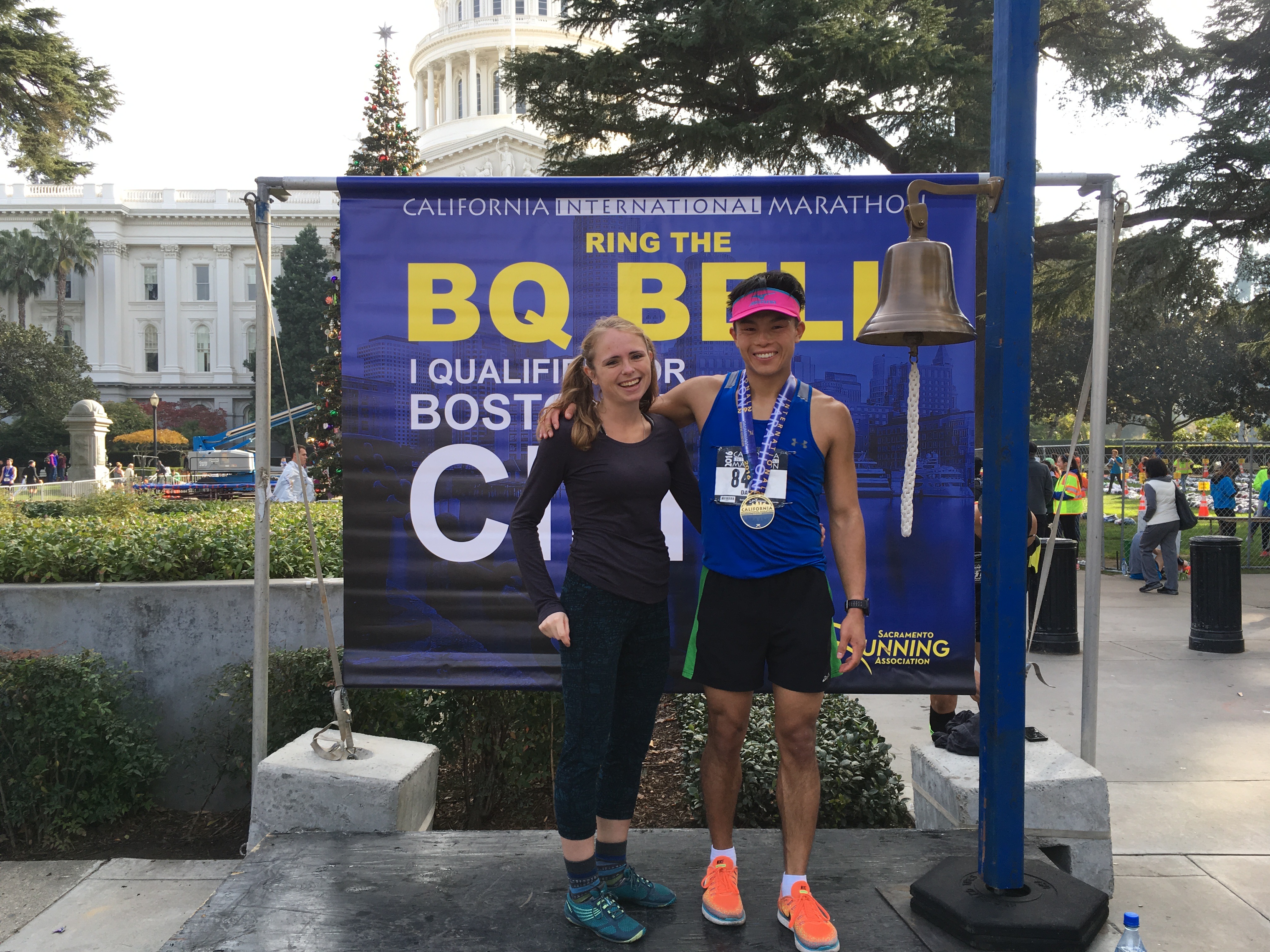 Ringing the Boston bell at the California International Marathon 2016